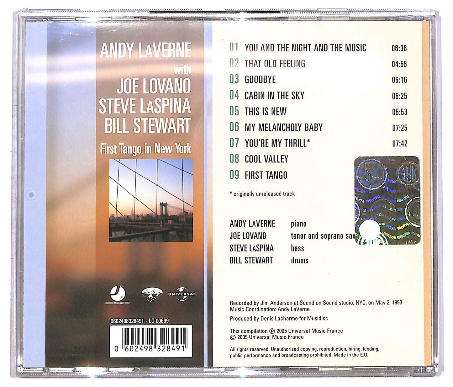 EBOND Andy LaVerne With Joe Lovano - First Tango In New York CD CD091861