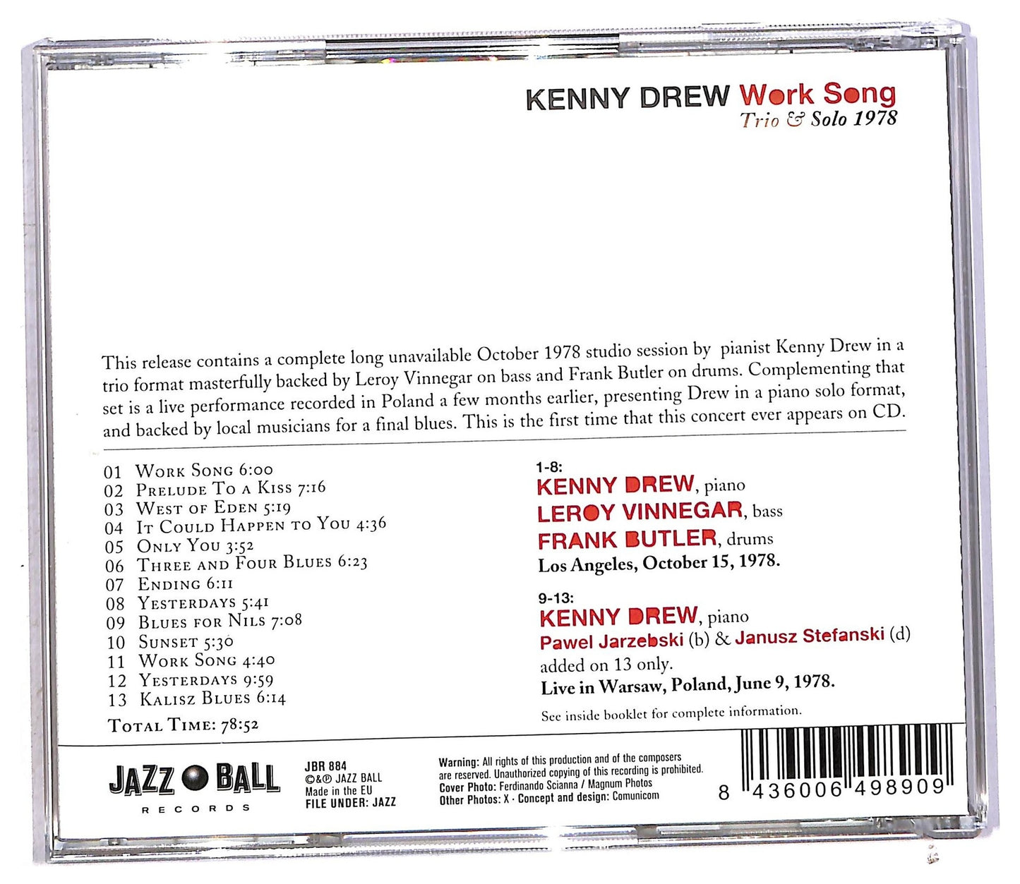 EBOND Kenny Drew - Kenny Drew Trio & Solo 1978 Work Song CD CD091865