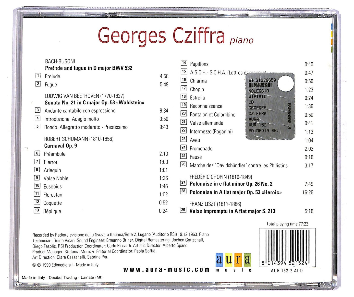 EBOND Georges Cziffra - Georges Cziffra Piano CD CD091936
