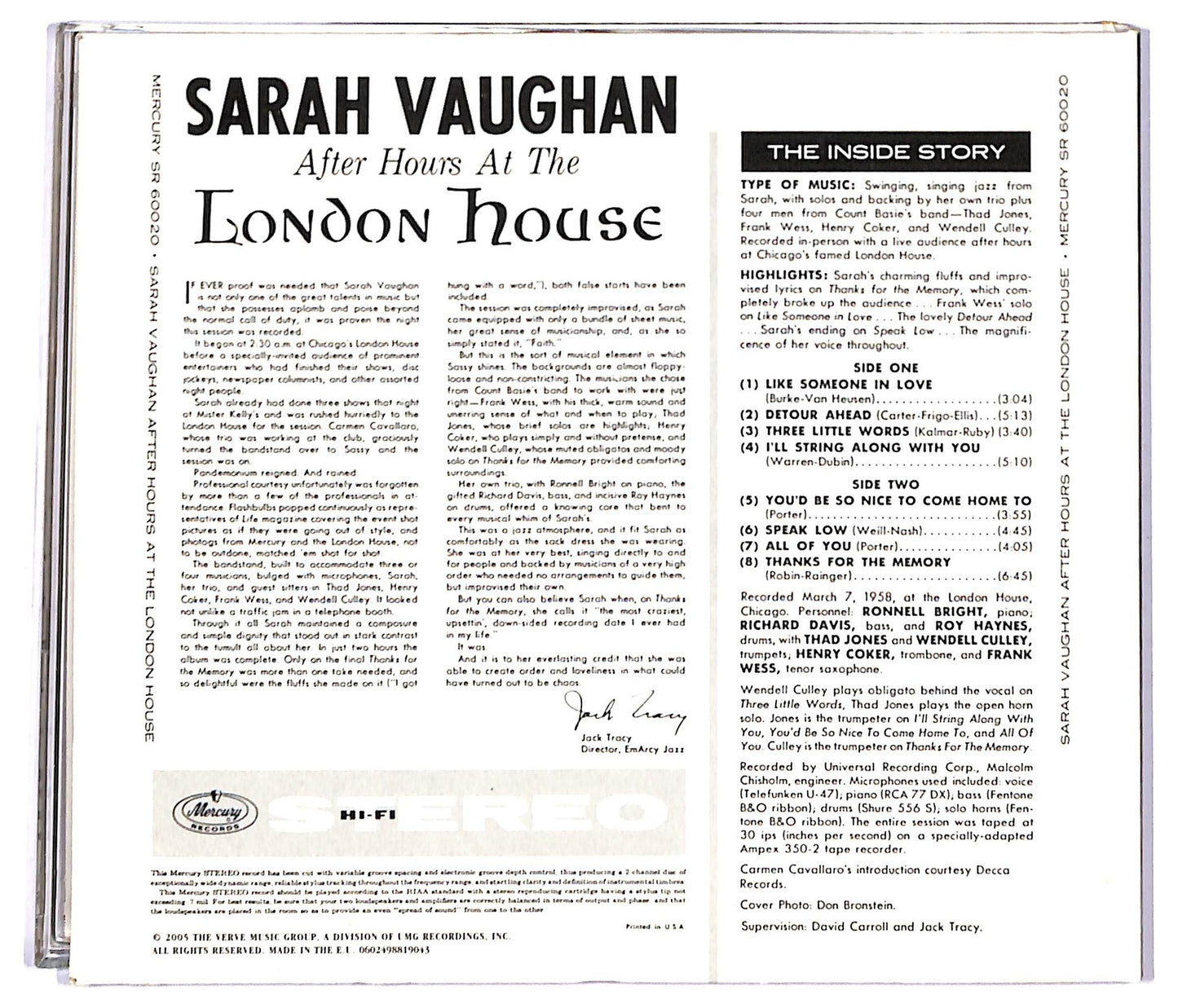EBOND Sarah Vaughan - After Hours At The London House CD CD092009