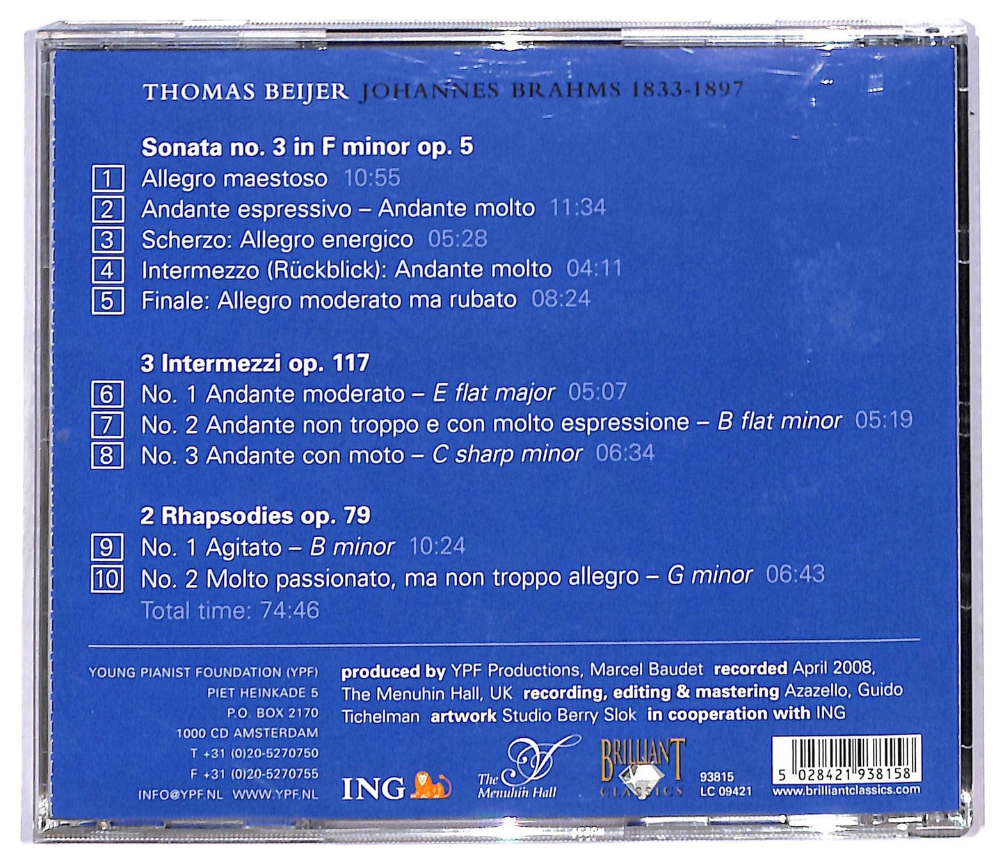 EBOND Brahms Thomas Beijer - Brahms CD CD092030