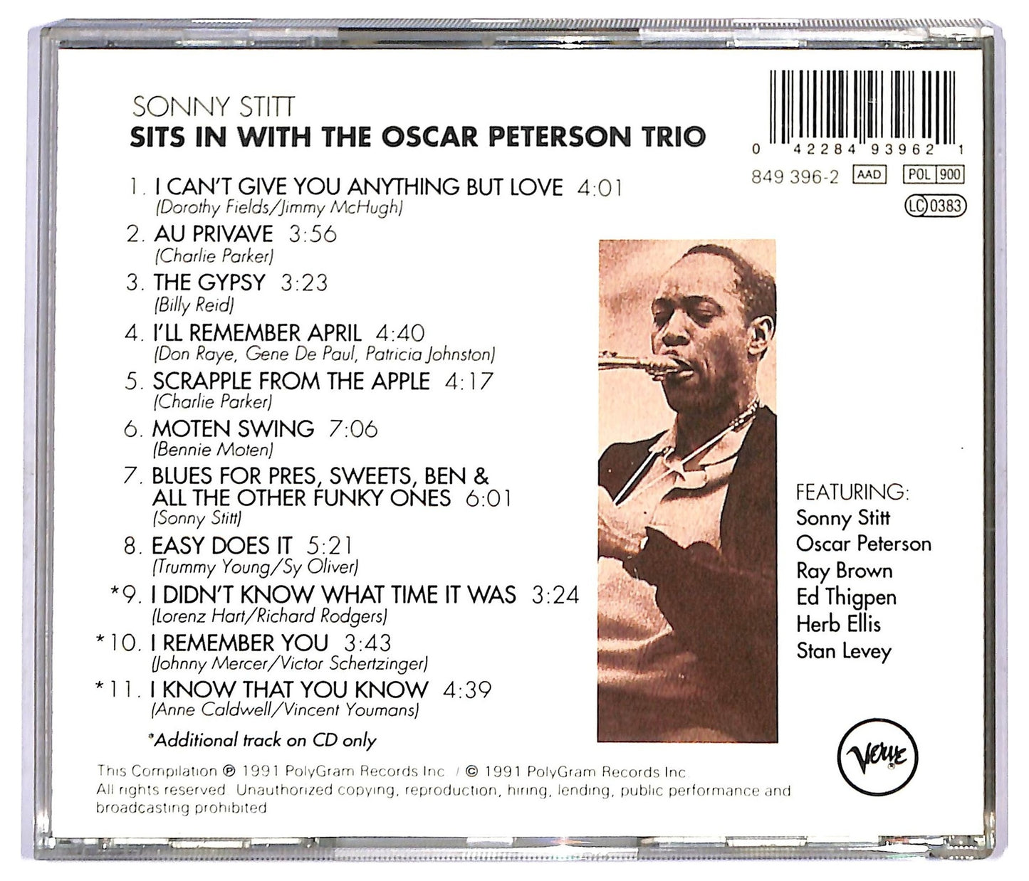 EBOND Sonny Stitt - Sonny Stitt Sits In With The Oscar Peterson Trio CD CD092039
