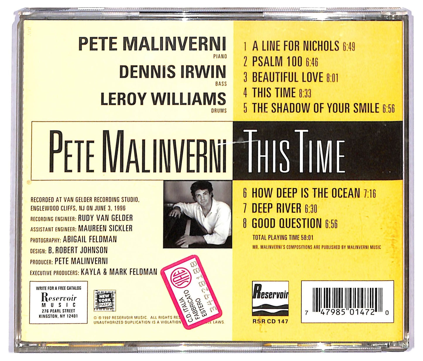 EBOND Pete Malinverni - This Time CD CD092112