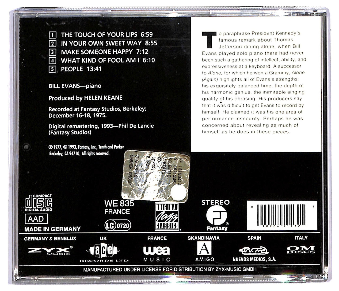 EBOND Bill Evans - Alone (Again) CD CD092119