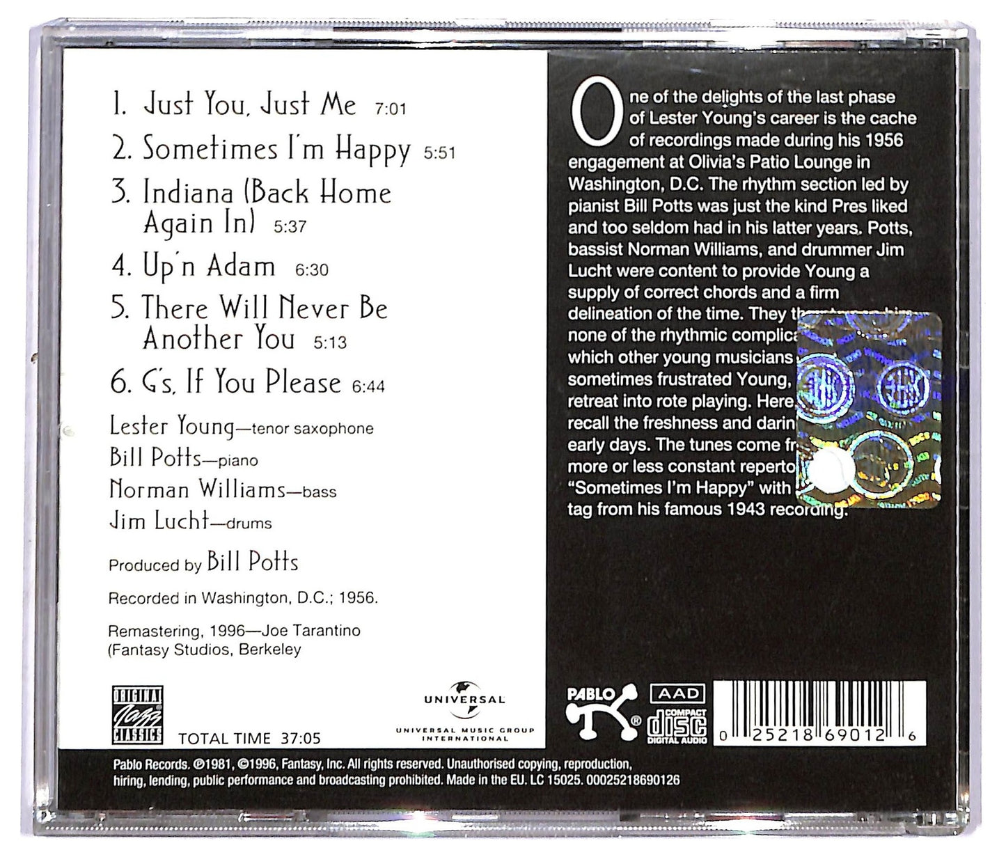 EBOND Lester Young - In Washington, D.C. 1956, Vol. 3 CD CD092132