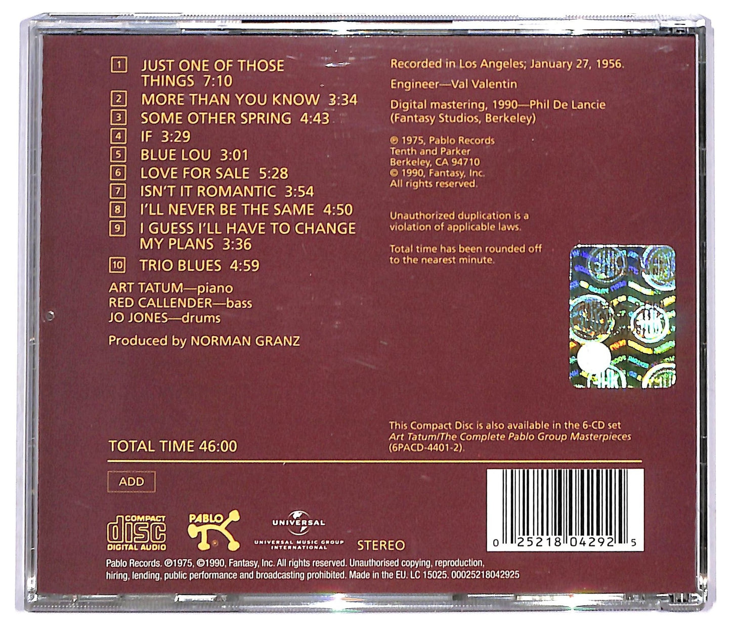 EBOND Art Tatum - The Tatum Group Masterpieces, Volume Six CD CD092159