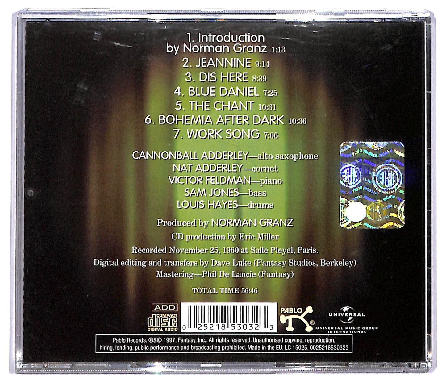 EBOND The Cannonball Adderley Quintet - Paris, 1960 CD CD092225