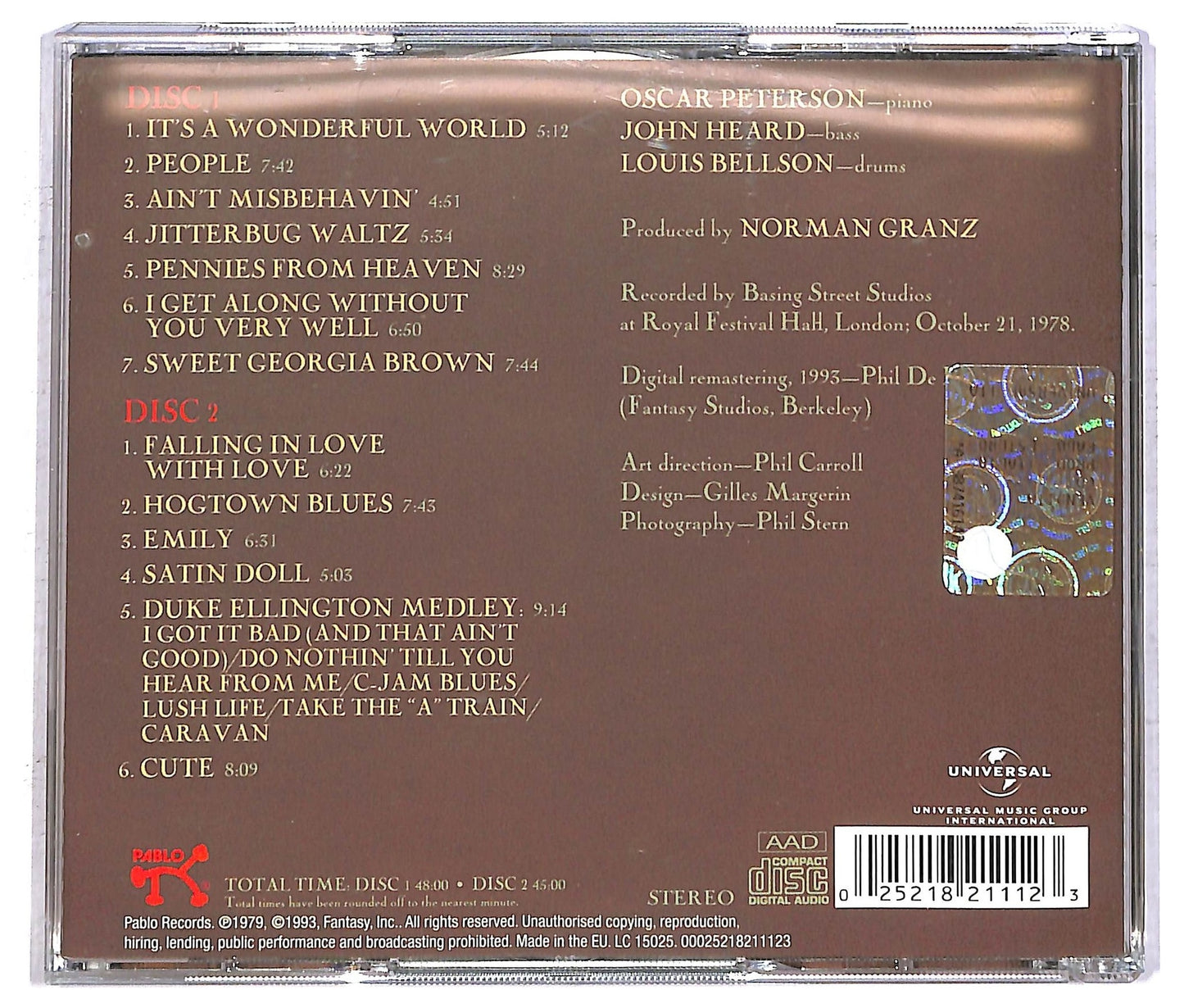 EBOND Oscar Peterson -The London Concert - Royal Festival Hall, 1978 CD CD092314