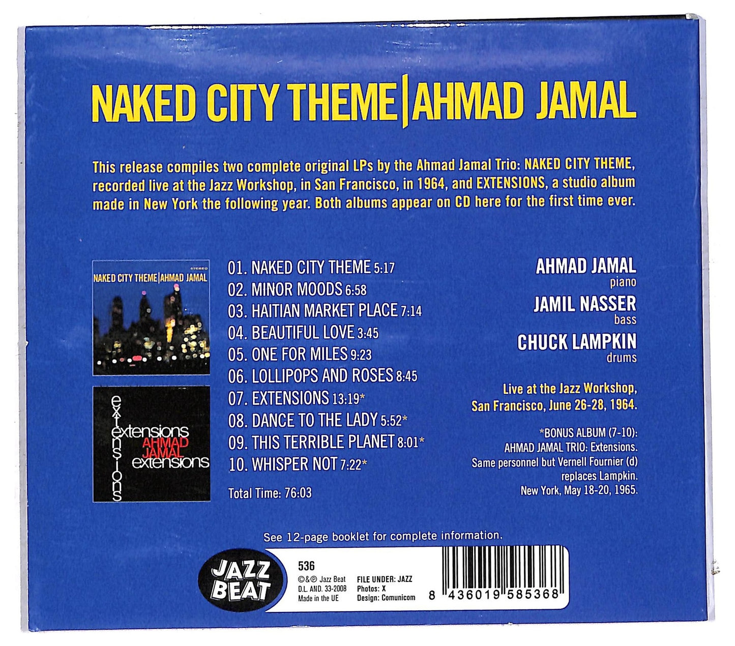 EBOND Ahmad Jamal - Naked City Theme Extensions CD CD092359