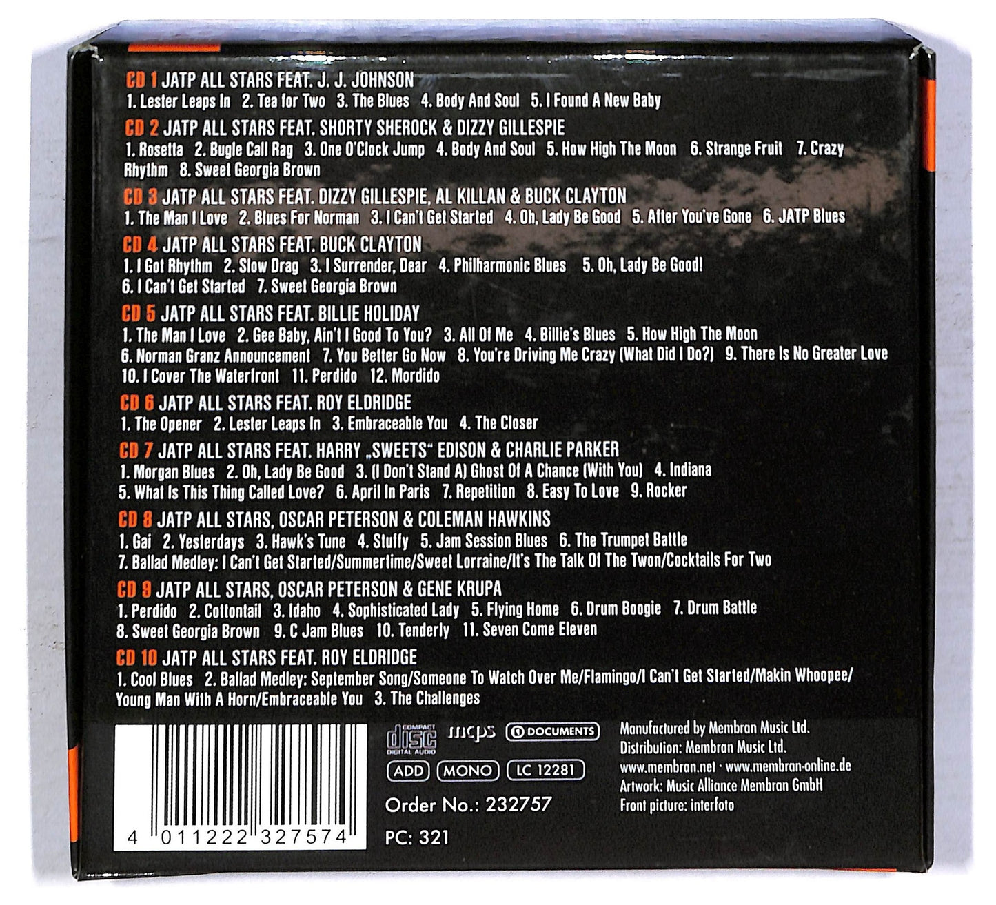 EBOND Norman Granz - Jazz At The Philharmonic 10-Set CD CD092364