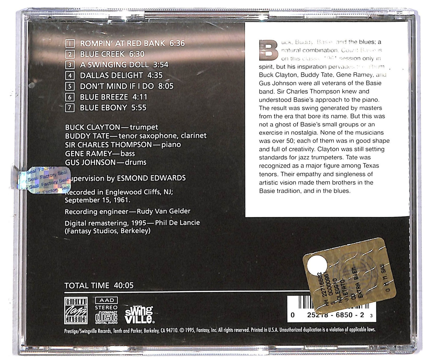 EBOND Buck Clayton With Buddy Tate - Buck & Buddy Blow The Blues CD CD092456