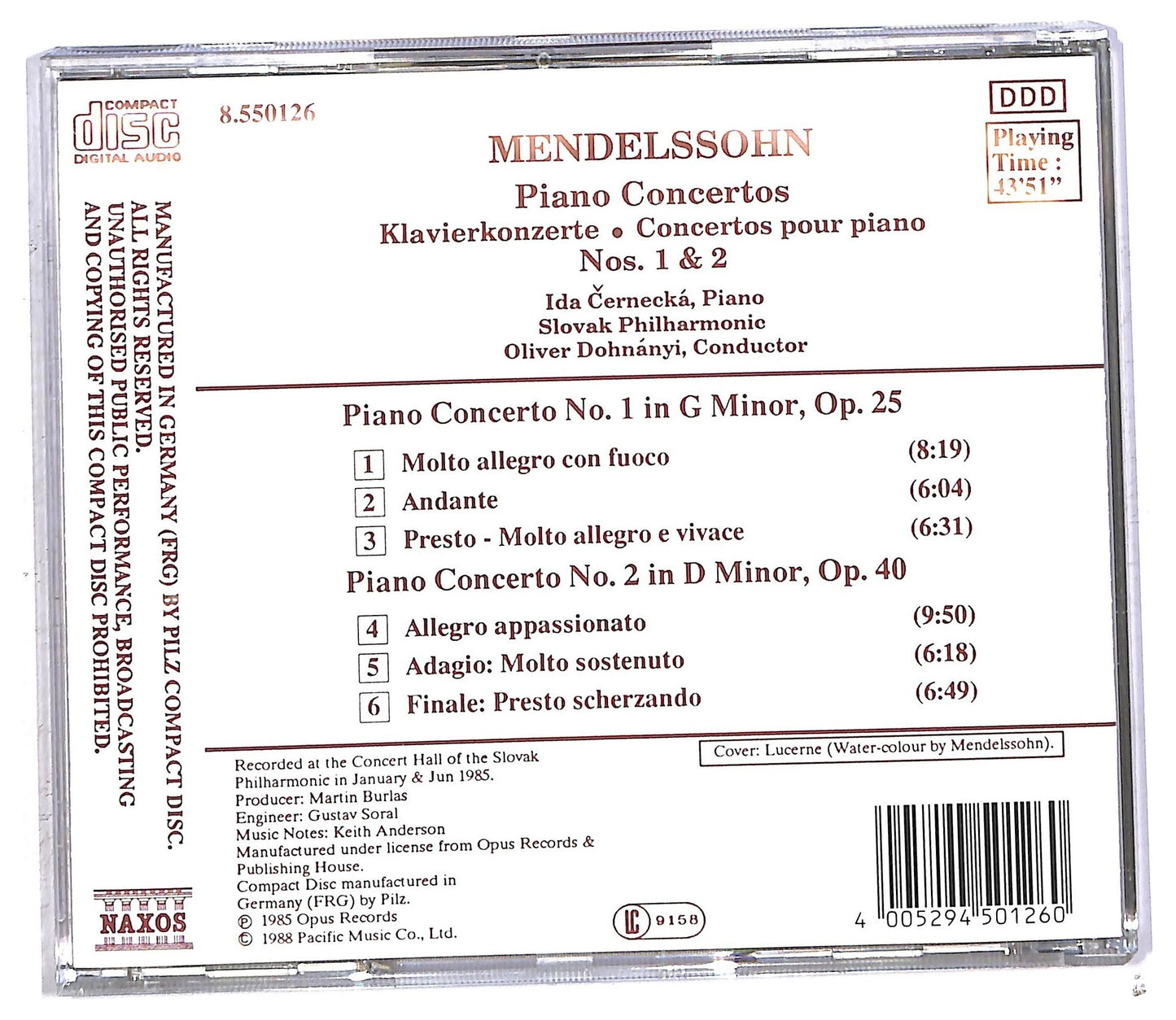 EBOND Mendelssohn - Piano Concertos Nos. 1 & 2 CD CD092461