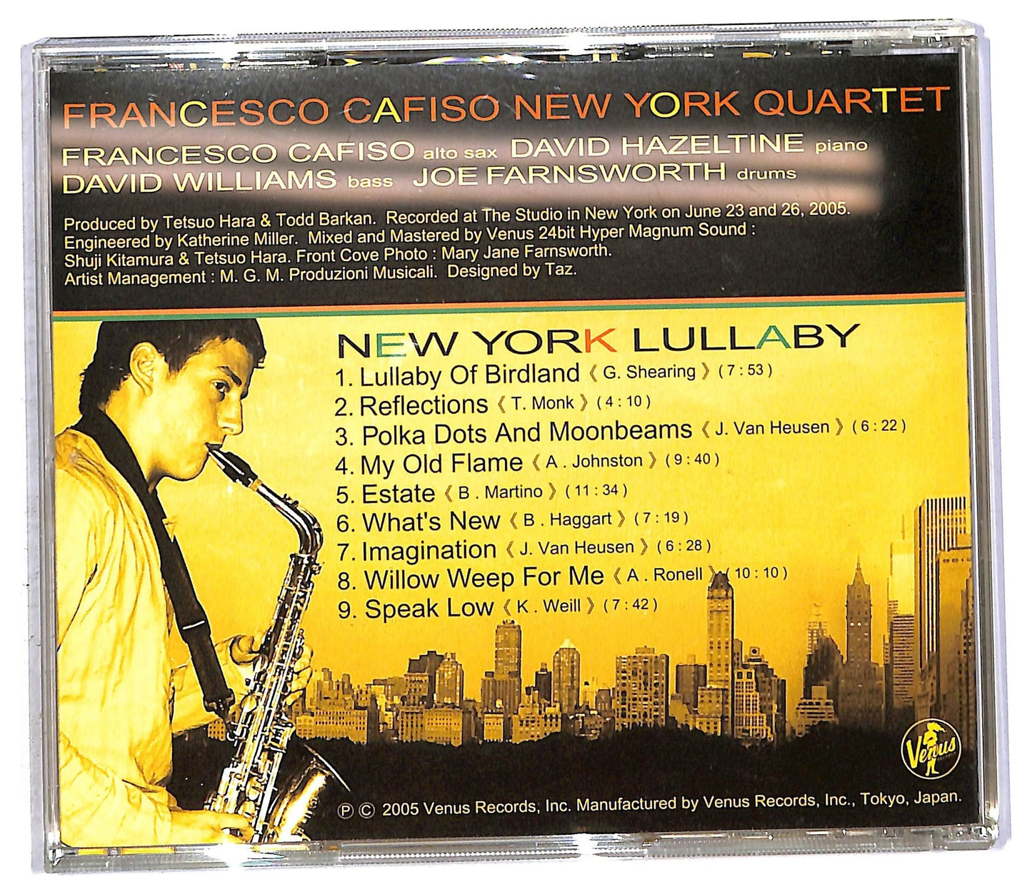 EBOND Francesco Cafiso New York Quartet - New York Lullaby CD CD092502