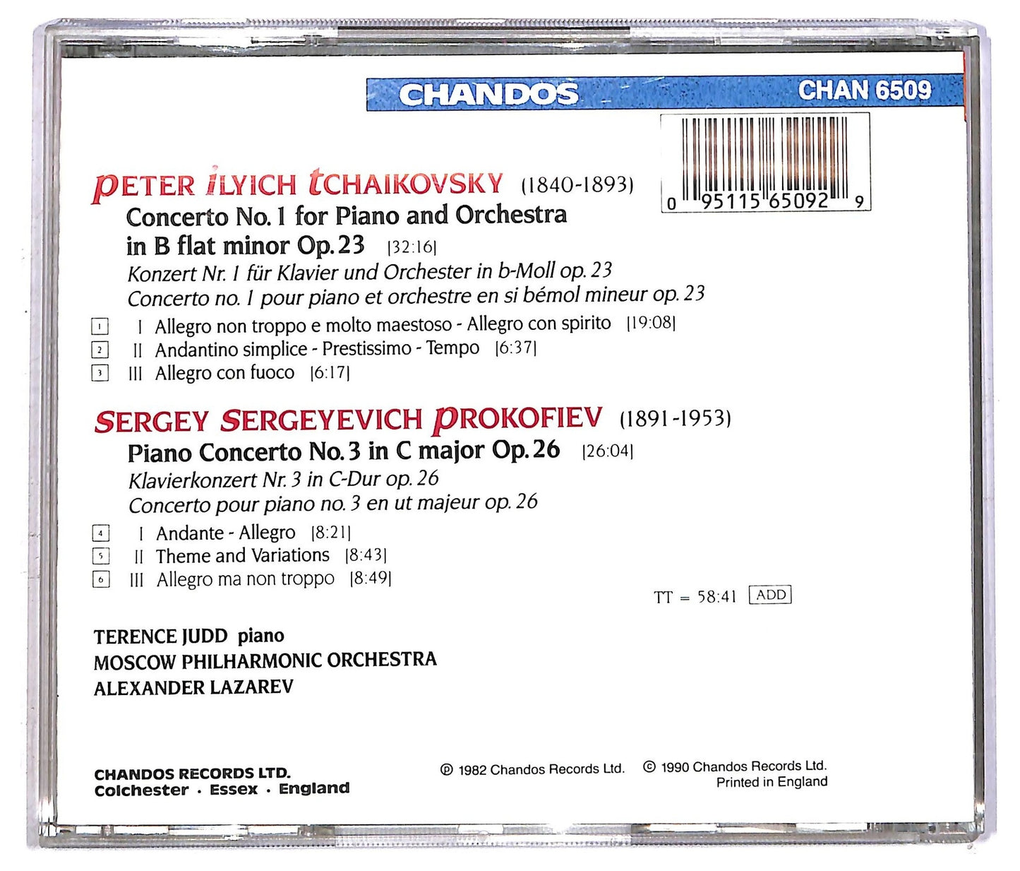 EBOND Moscow Philharmonic - Tchaikovsky & Prokofiev Piano Concertos CD CD092509