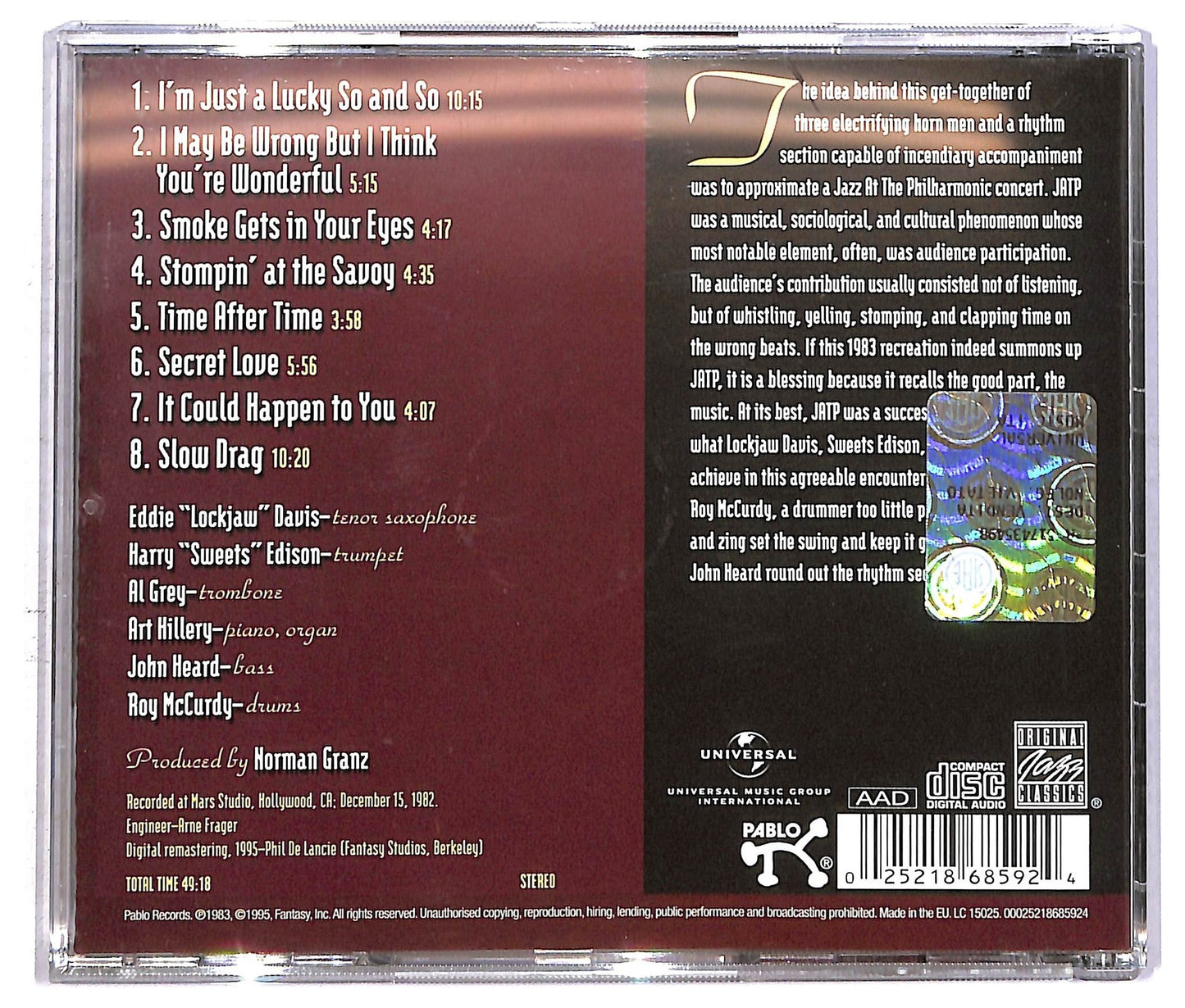 EBOND Eddie Lockjaw - Jazz At The Philharmonic 1983 CD CD092604