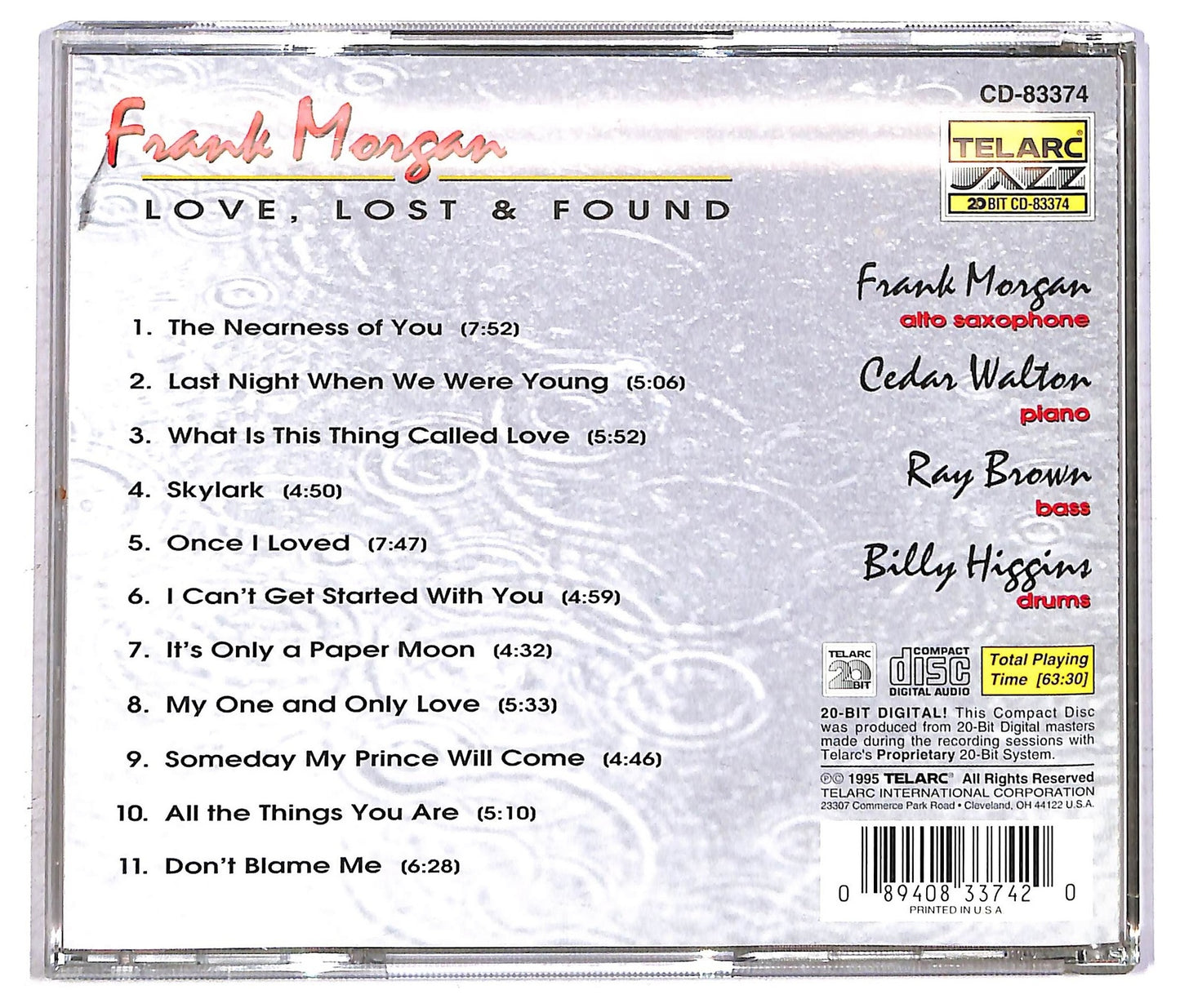 EBOND Frank Morgan - Love, Lost & Found CD CD092634