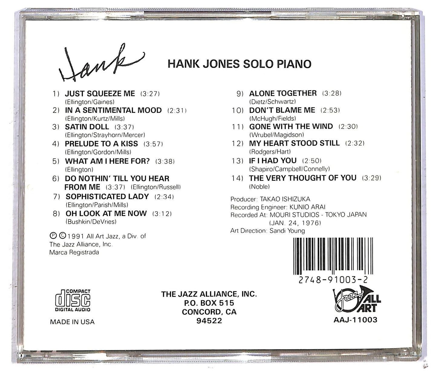EBOND Hank Jones - Solo Piano CD CD092729