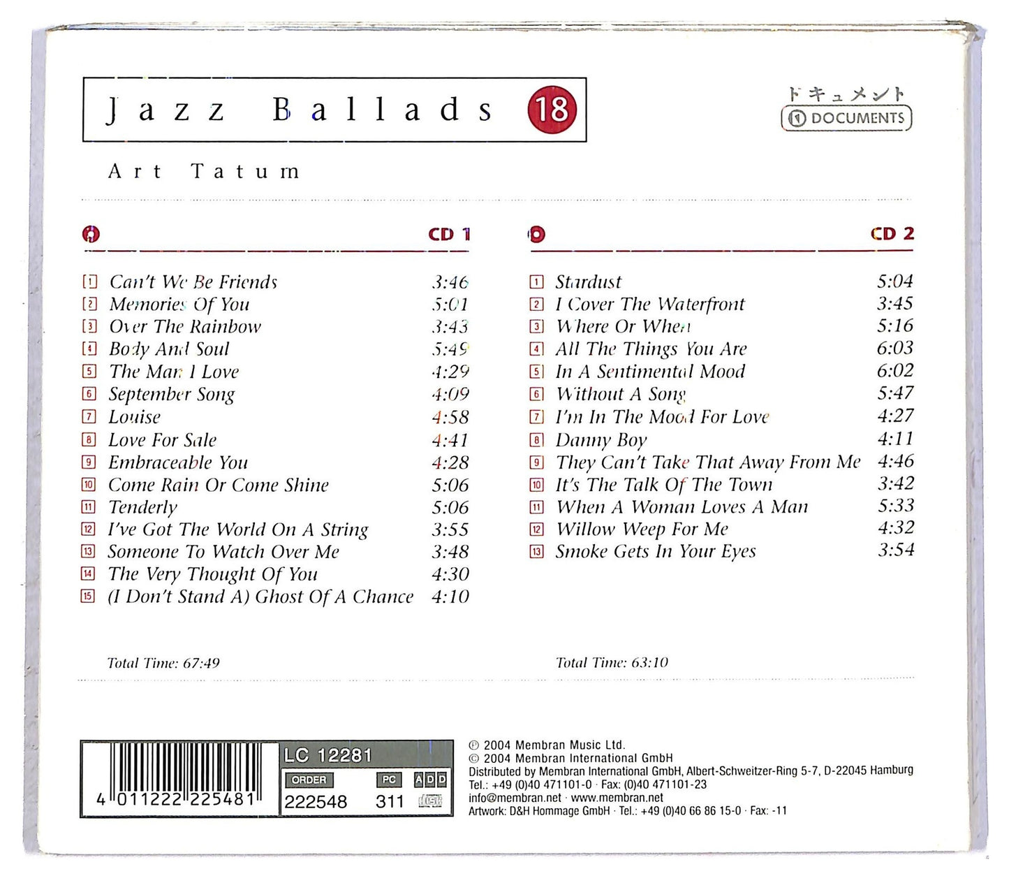 EBOND A. Tatum - Jazz Ballads 18 CD CD092734