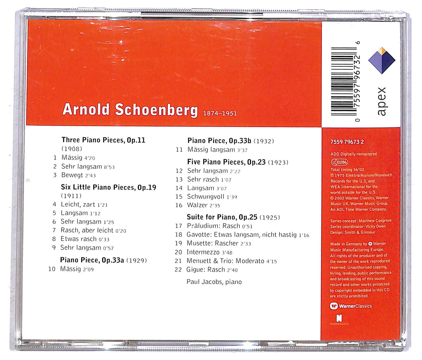EBOND Schoenberg - Paul Jacobs - Piano Music CD CD092737
