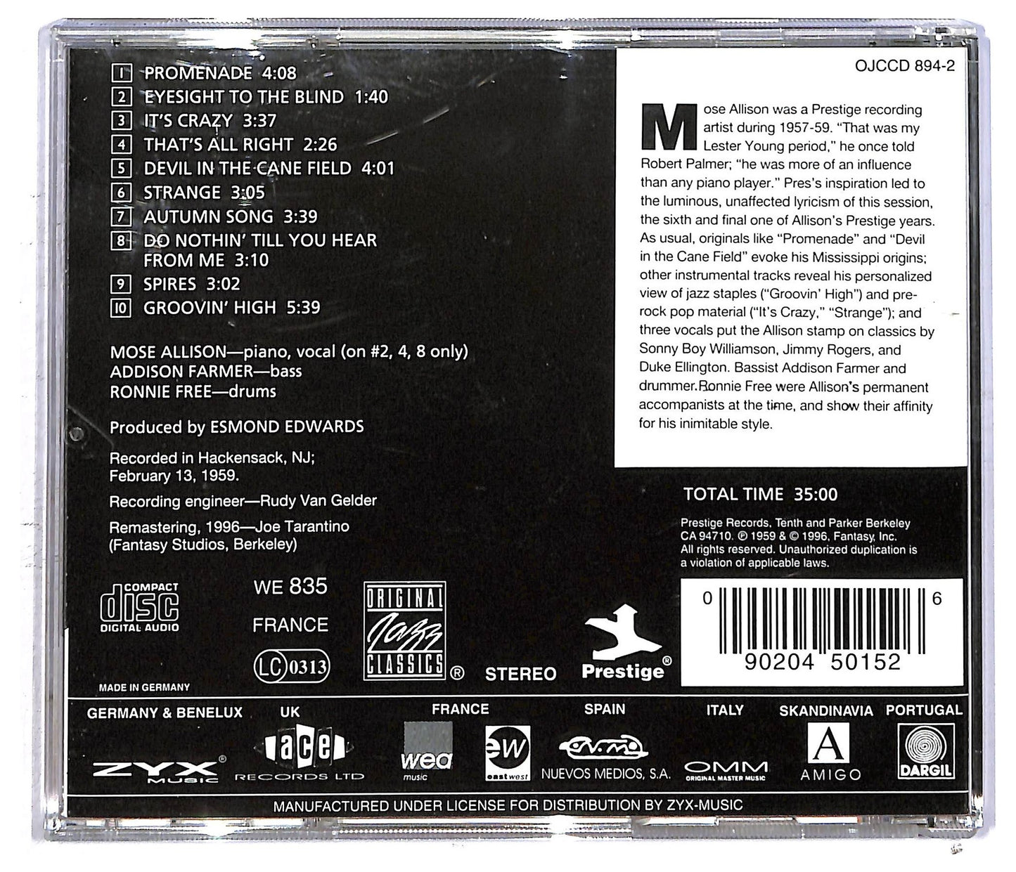 EBOND Mose Allison - Autumn Song CD CD092738