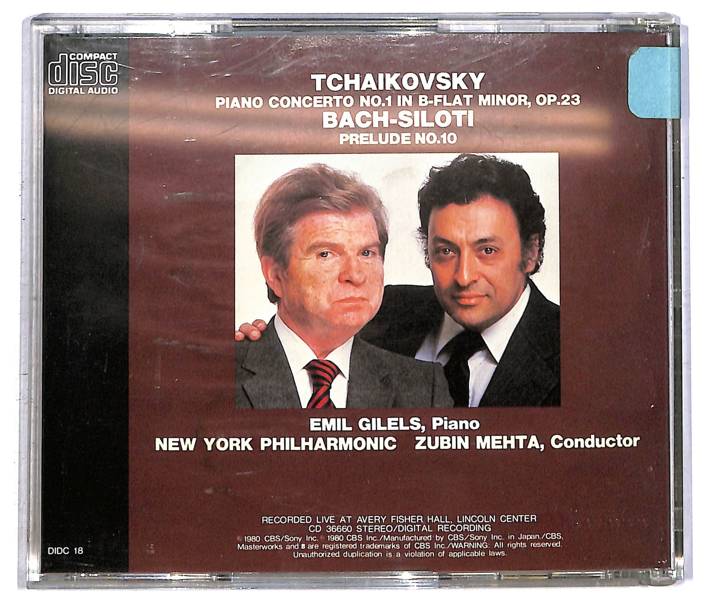 EBOND Tchaikovsky Emil Gilels Zubin Mehta - Piano Concerto No.1 CD CD092823