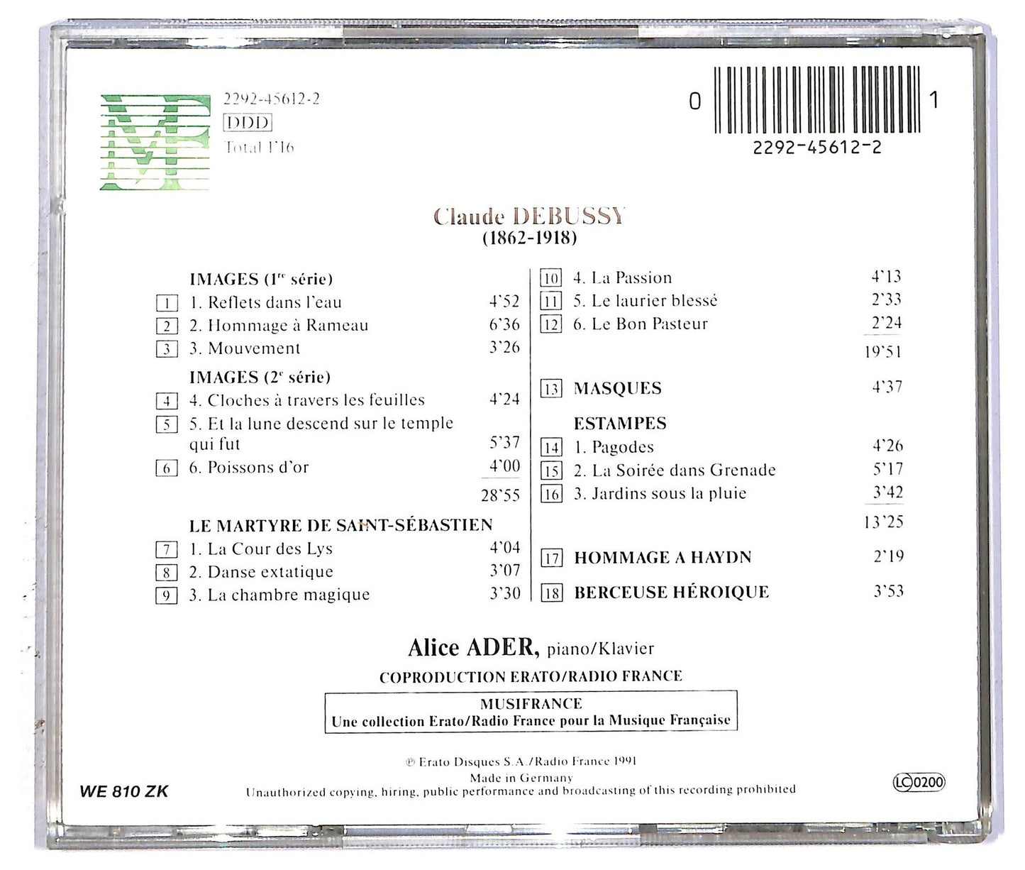 EBOND Debussy Alice Ader - Oeuvres Pour Piano CD CD092830