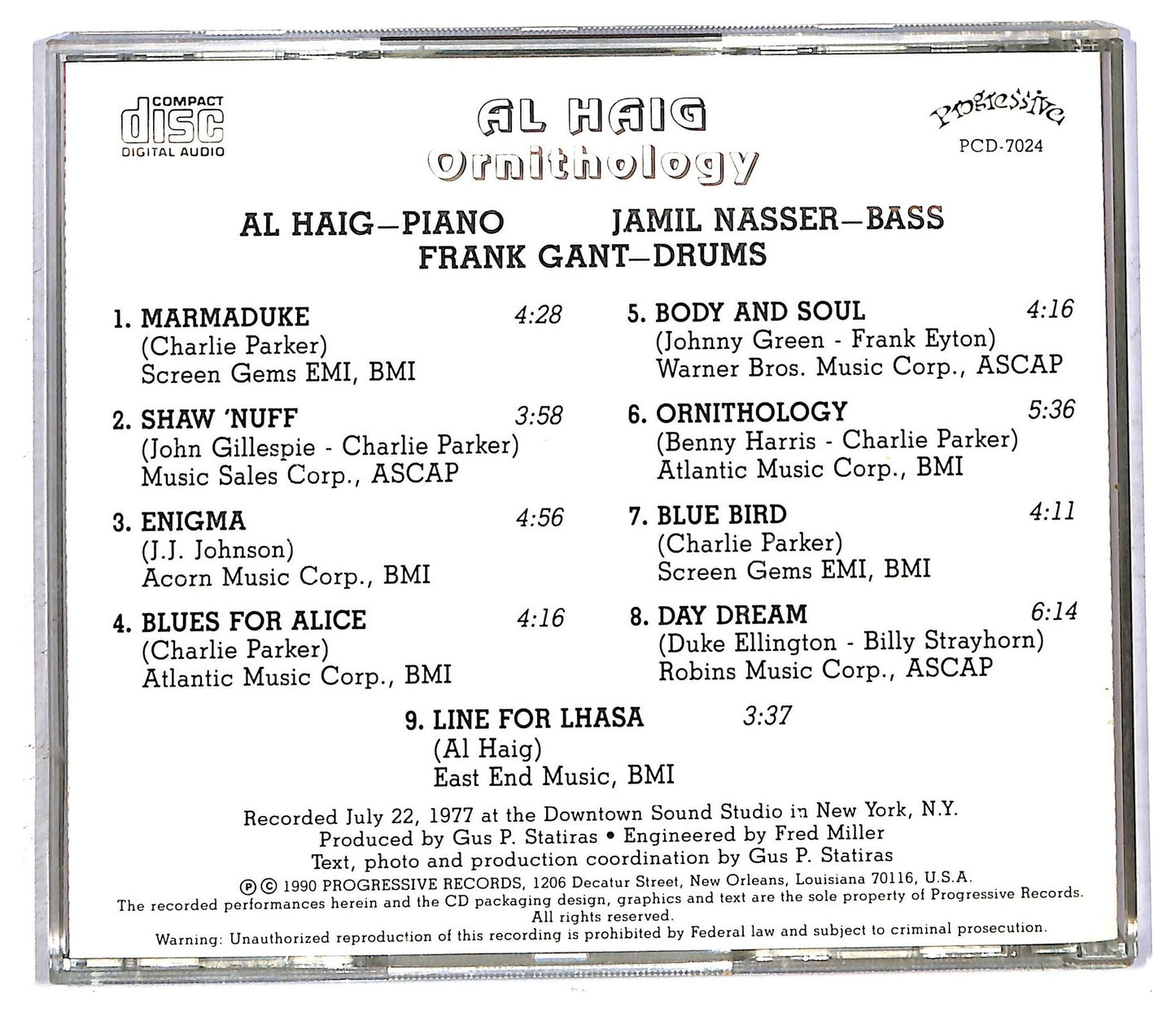 EBOND Al Haig - Ornithology CD CD092832