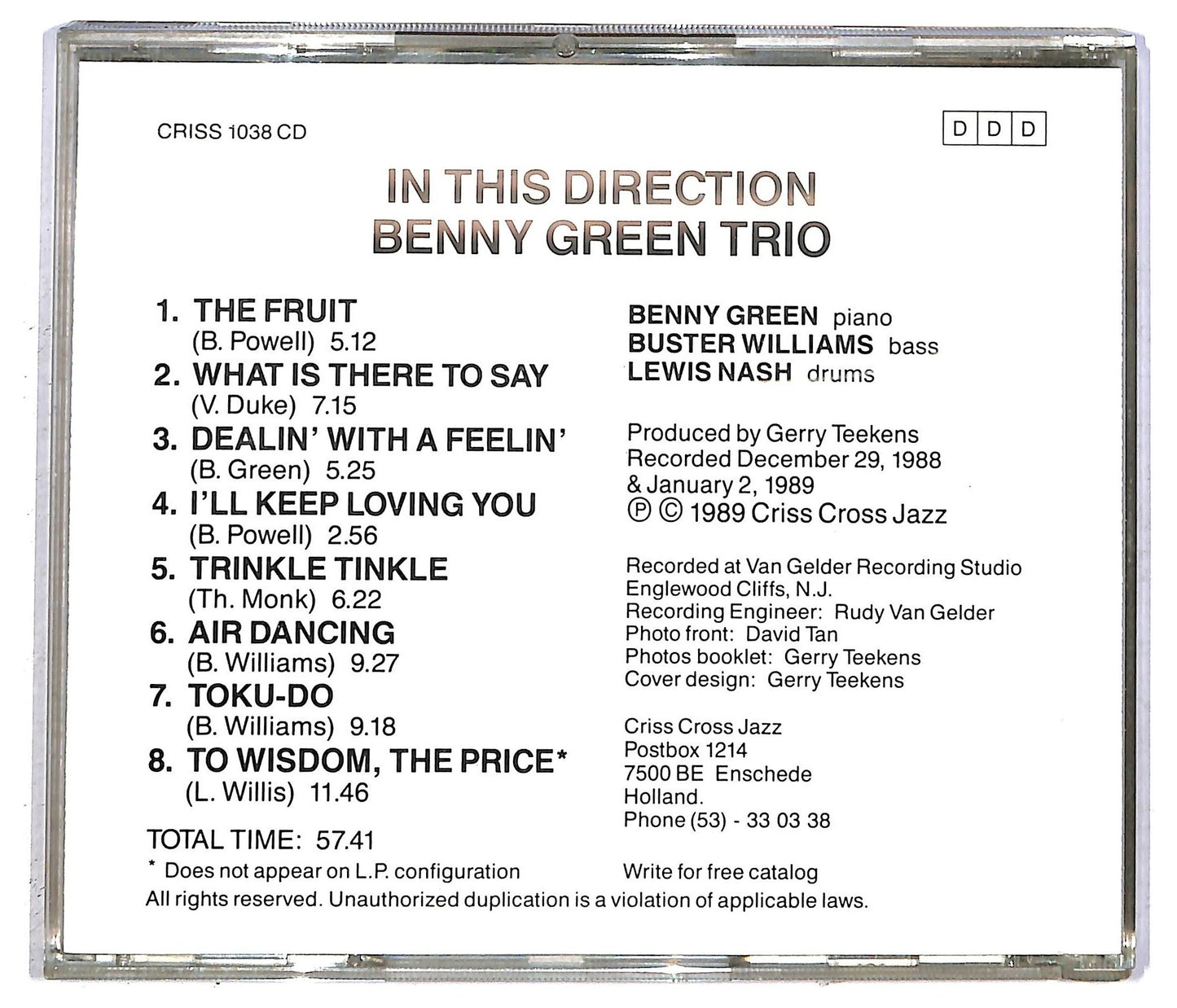 EBOND Benny Green Trio - In This Direction CD CD092901