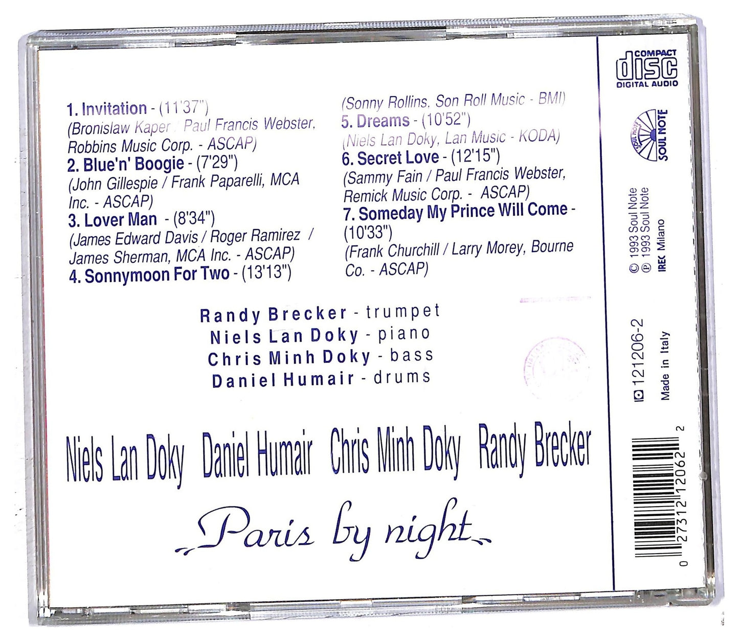 EBOND Niels Lan Doky Daniel Humair - Paris By Night CD CD092914