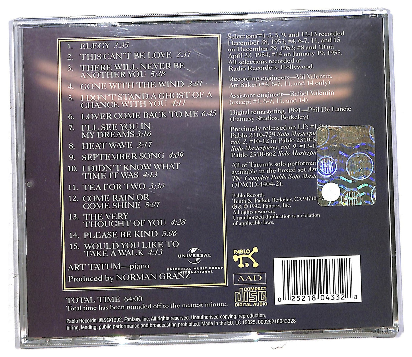 EBOND Art Tatum - The Art Tatum Solo Masterpieces, Volume Two CD CD092943