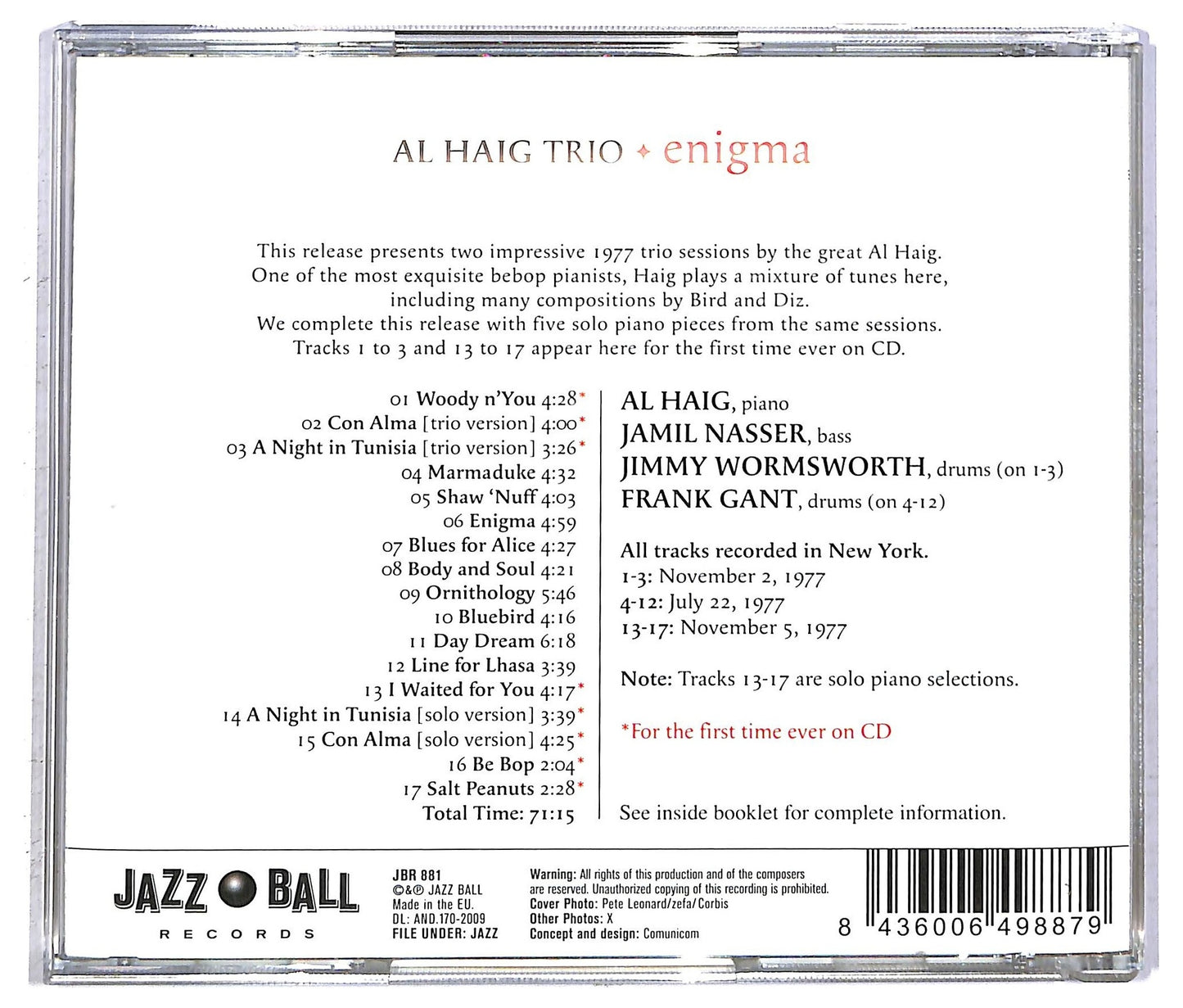 EBOND Al Haig Trio - Enigma CD CD093015