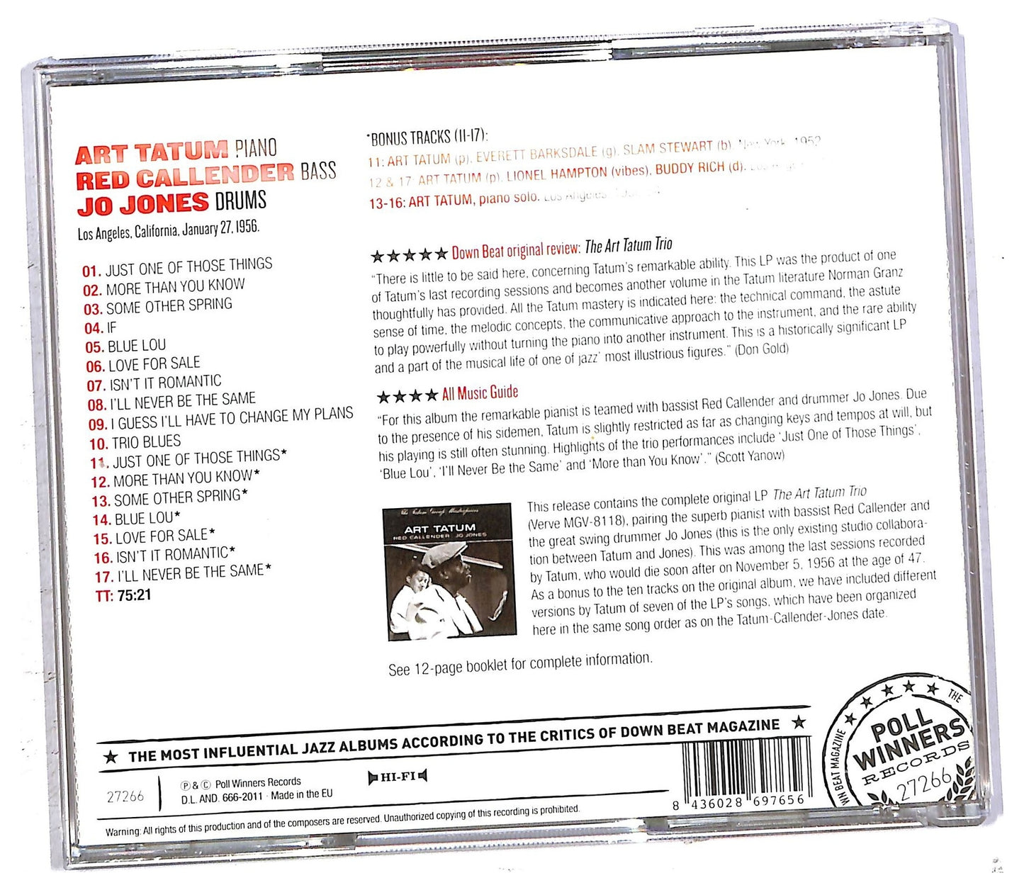 EBOND Art Tatum Trio Red Callende Jo Jones - The Legendary 1956 Session CD CD093052