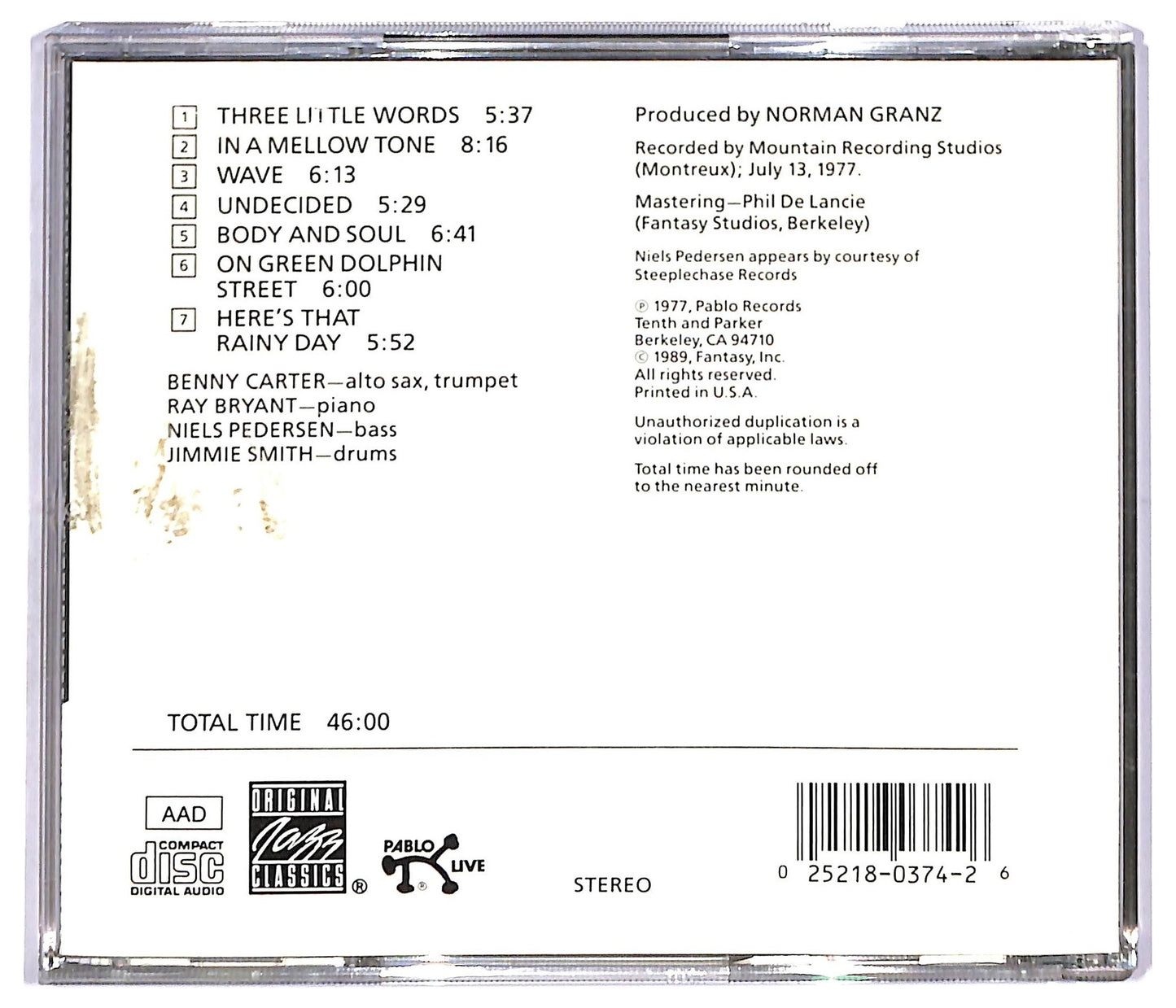 EBOND Benny Carter 4 - Montreux '77 CD CD093104