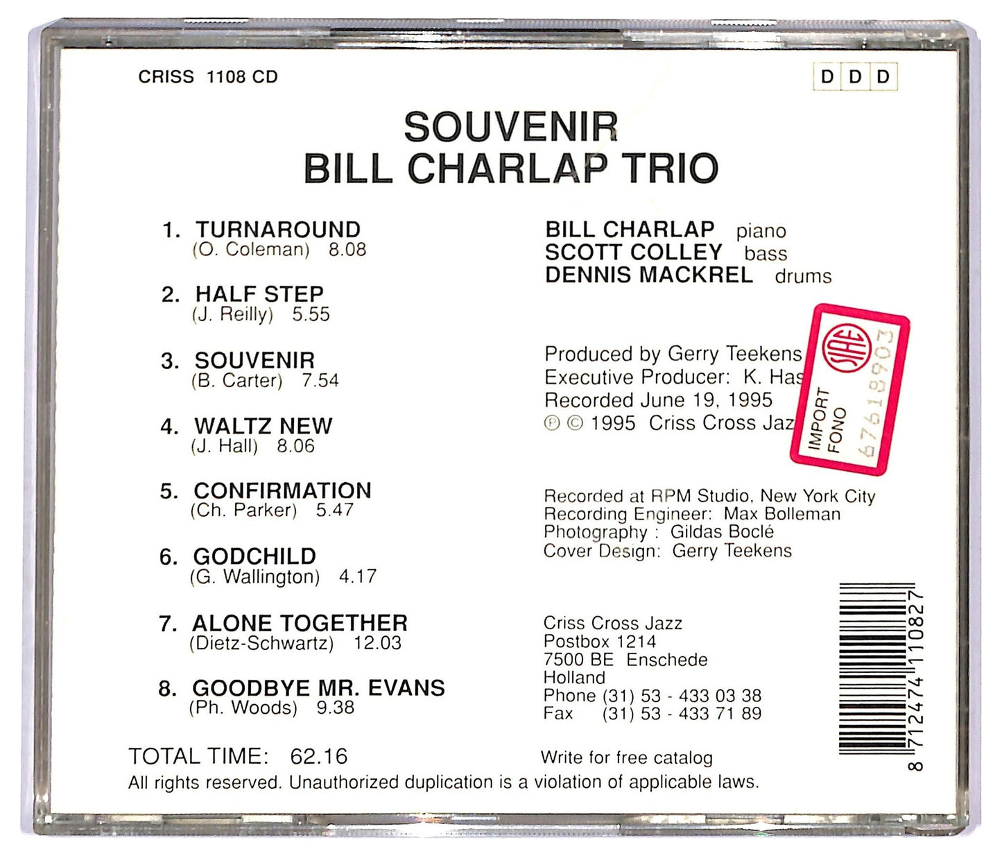EBOND Bill Charlap Trio - Souvenir CD CD093118