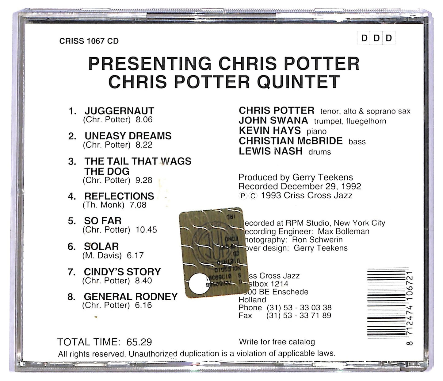 EBOND Chris Potter Quintet - Presenting Chris Potter CD CD093225