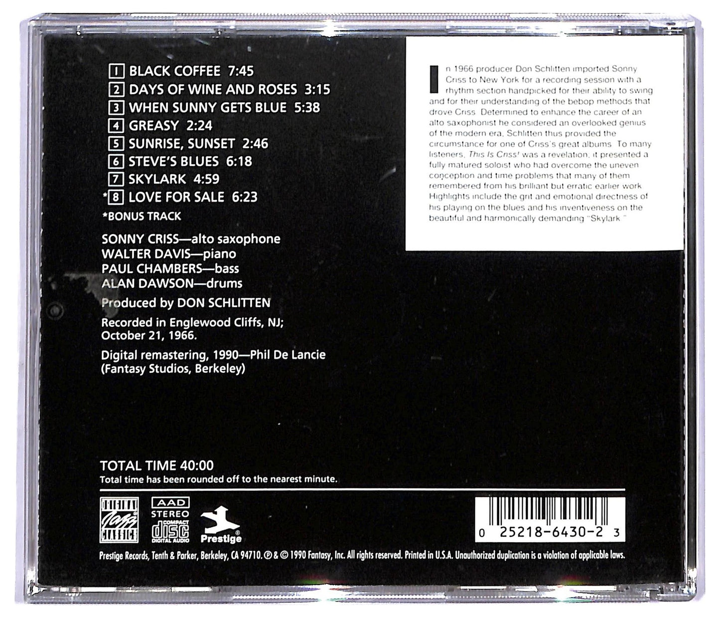 EBOND Sonny Criss - This Is Criss! CD CD093242