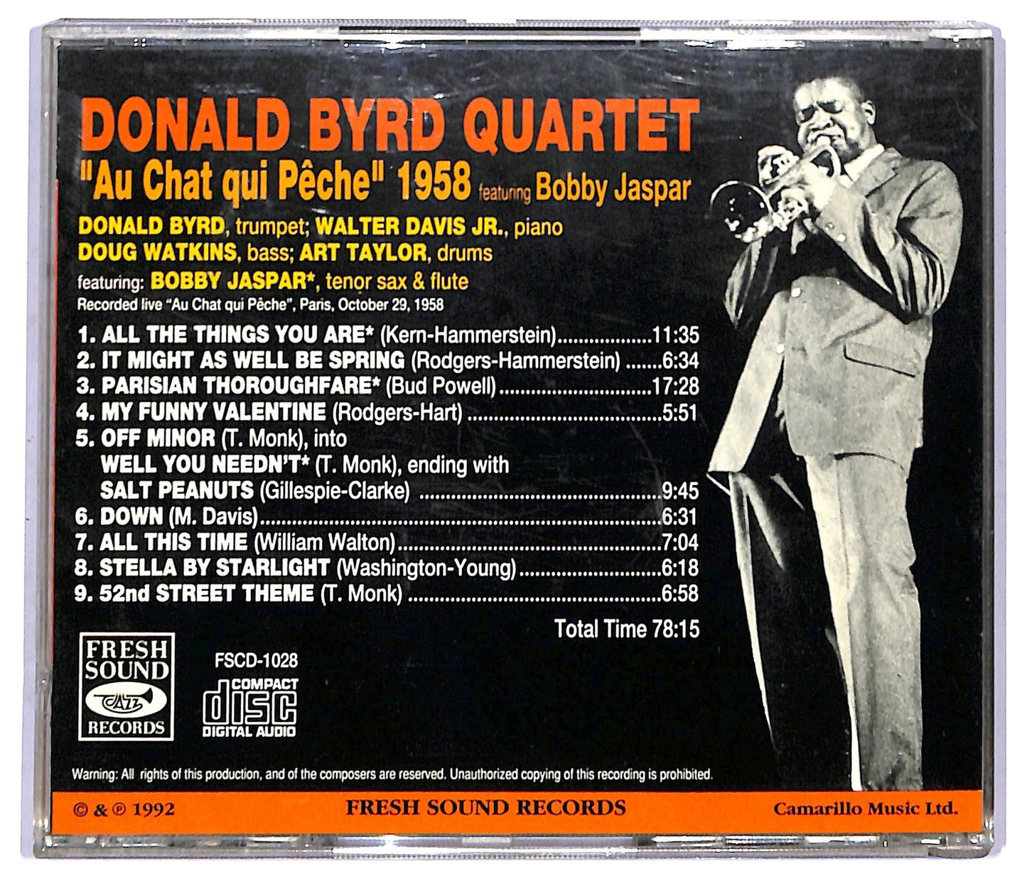 EBOND Donald Byrd Quartet - Au Chat Qui Peche 1958 CD CD093245