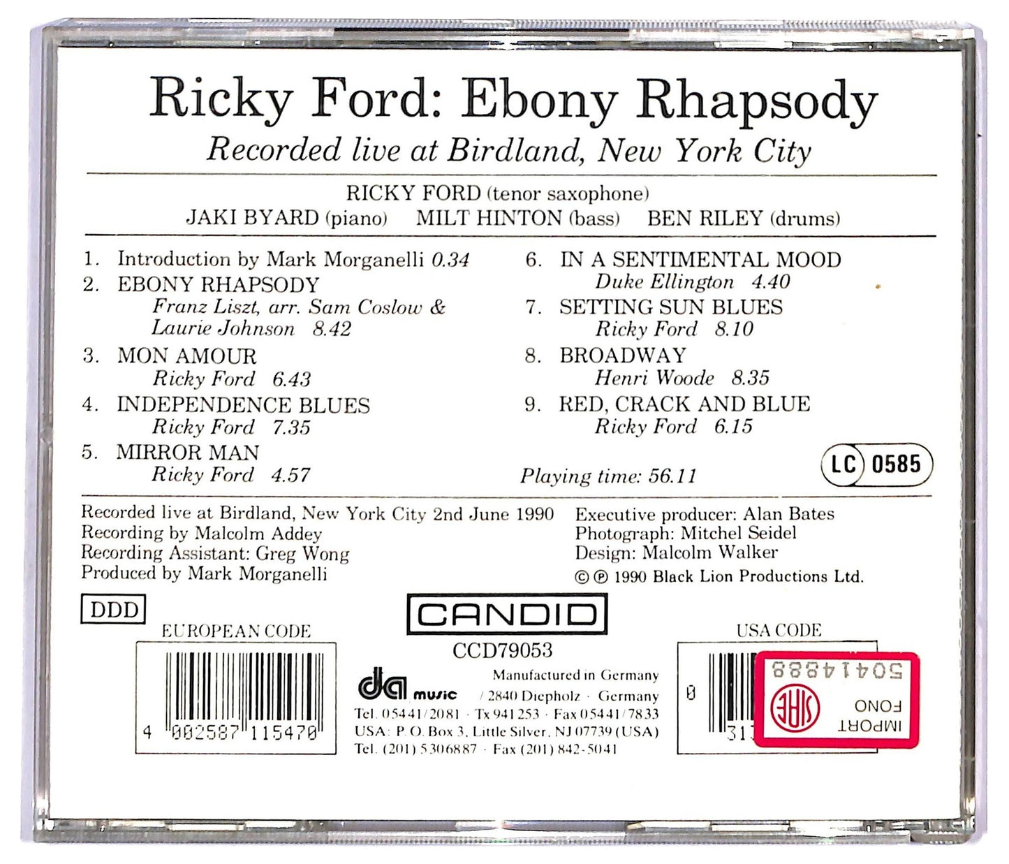 EBOND Ricky Ford - Ebony Rhapsody CD CD093302