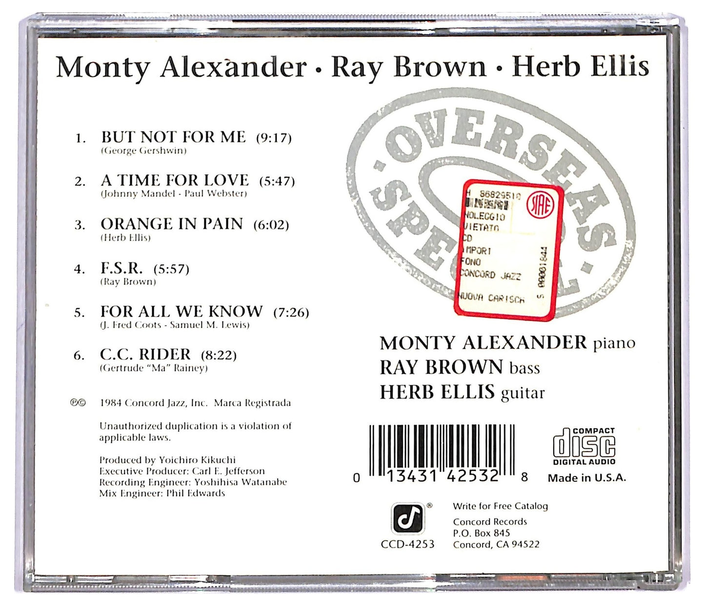 EBOND Monty Alexander Ray Brown, Herb Ellis - Overseas Special CD CD093311