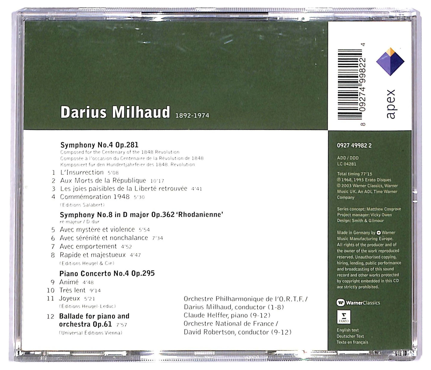 EBOND Milhaud - Symphonies Nos. 4 & 8 CD CD093312