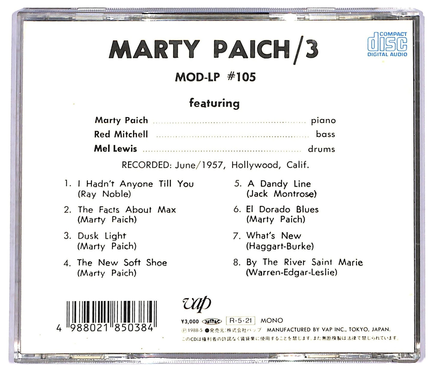 EBOND Marty Paich Trio - Marty Paich Trio CD CD093313