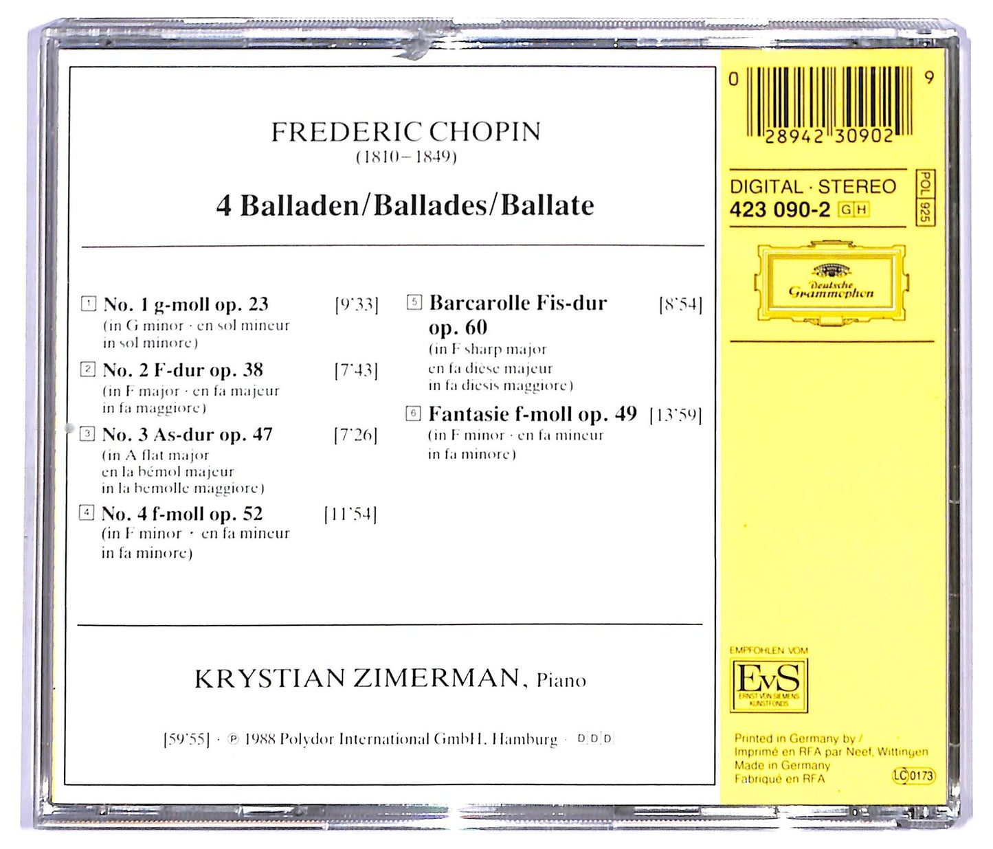 EBOND Chopin Krystian Zimerman - 4 Balladen CD CD093449