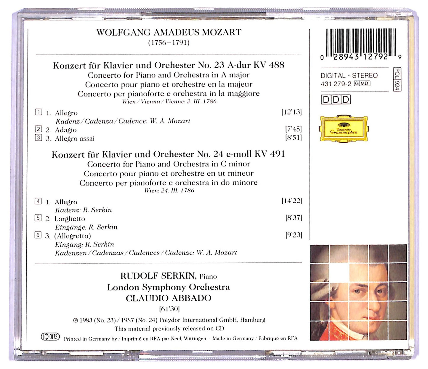 EBOND W.A. Mozart Rudolf Serkin - Klavierkonzerte Nos. 23 & 24 CD CD093623