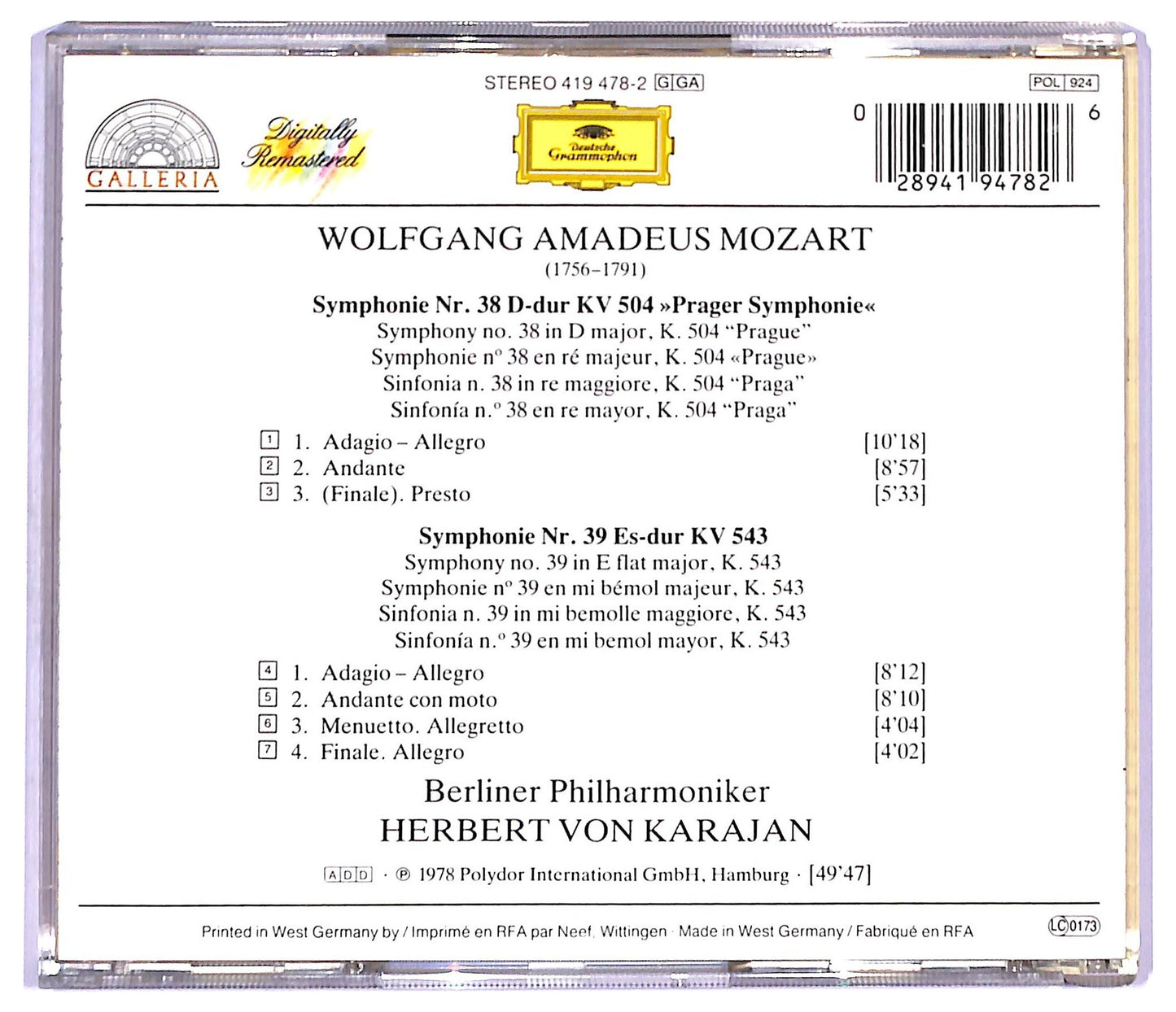EBOND Wolfgang Amadeus Mozart - Symphonien Nr.38 Prager & Nr.39 CD CD093625