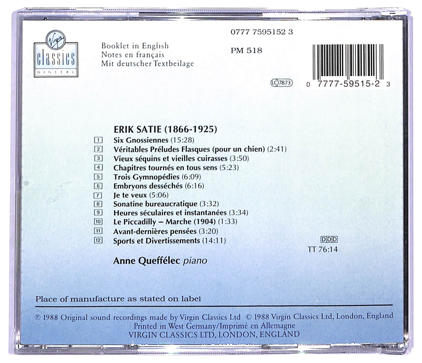 EBOND Erik Satie, Anne Queffelec - Erik Satie CD CD093646