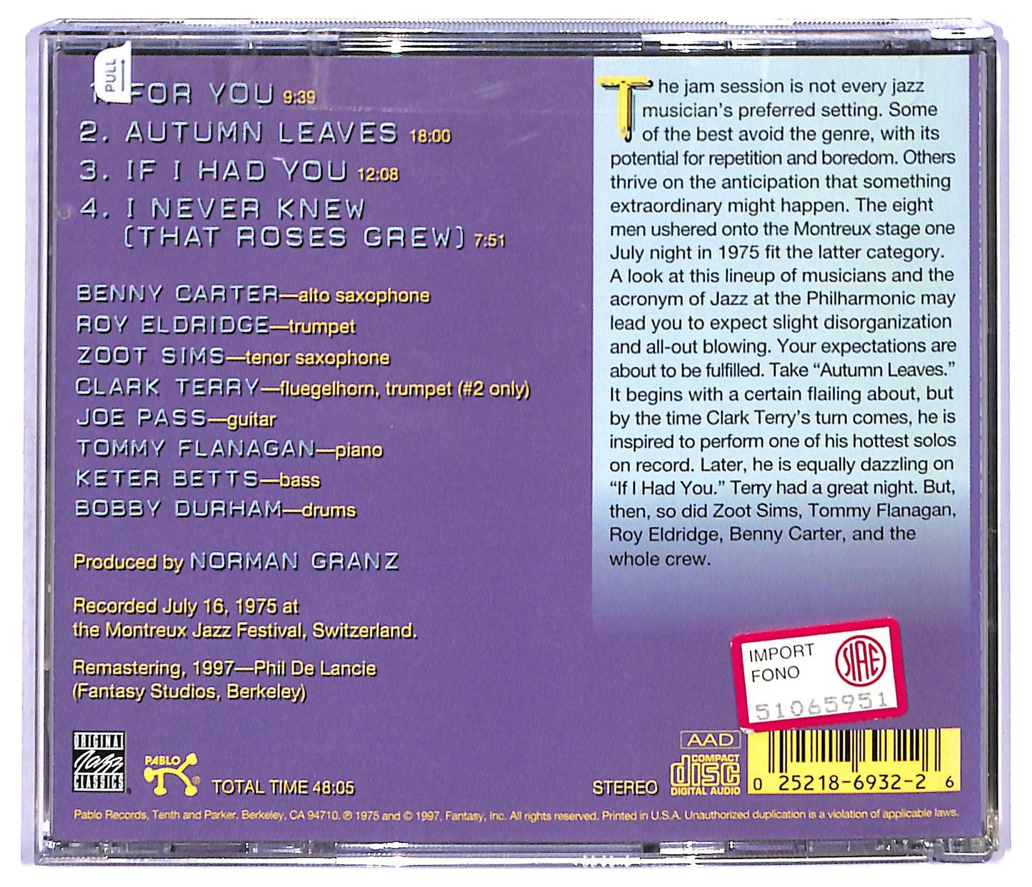 EBOND Jazz At The Philharmonic - At The Montreux Jazz Festival 1975 CD CD093647