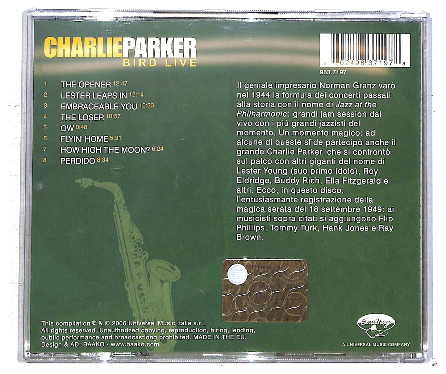 EBOND Charlie Parker - Bird Live CD CD093701