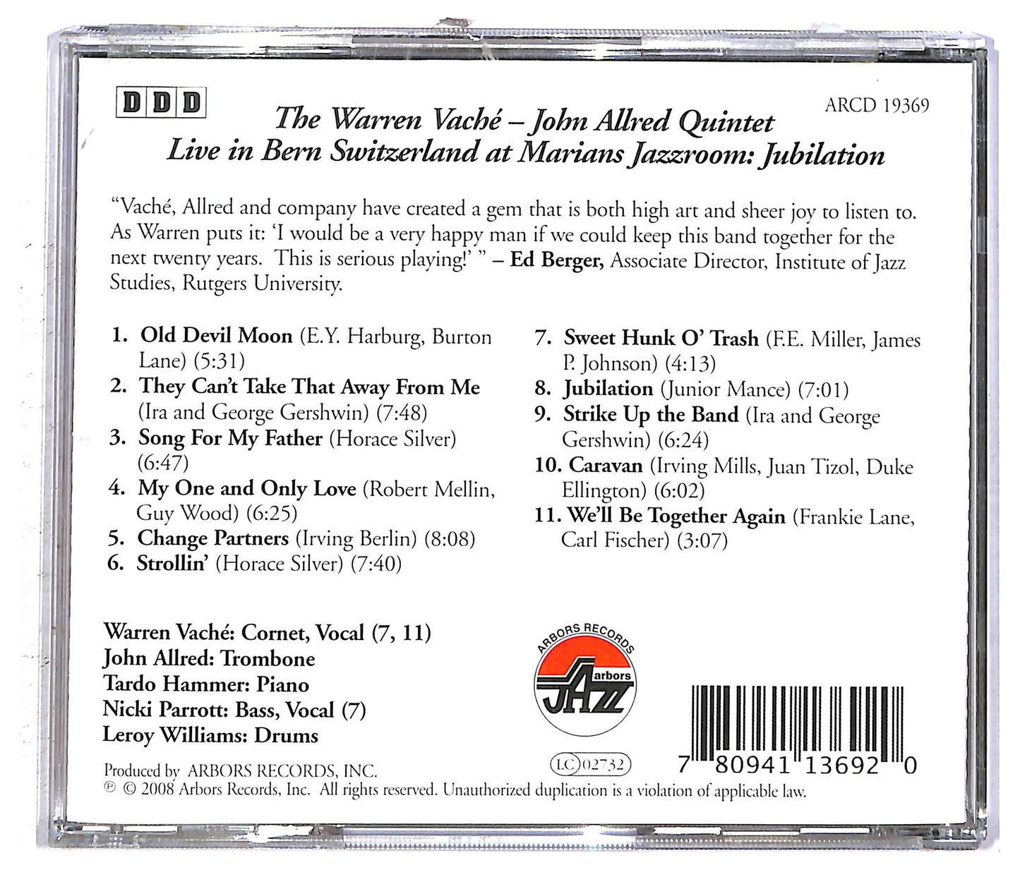 EBOND The Warren Vache-John Allred Quintet - Jubilation In Bern Switzerland CD CD093726