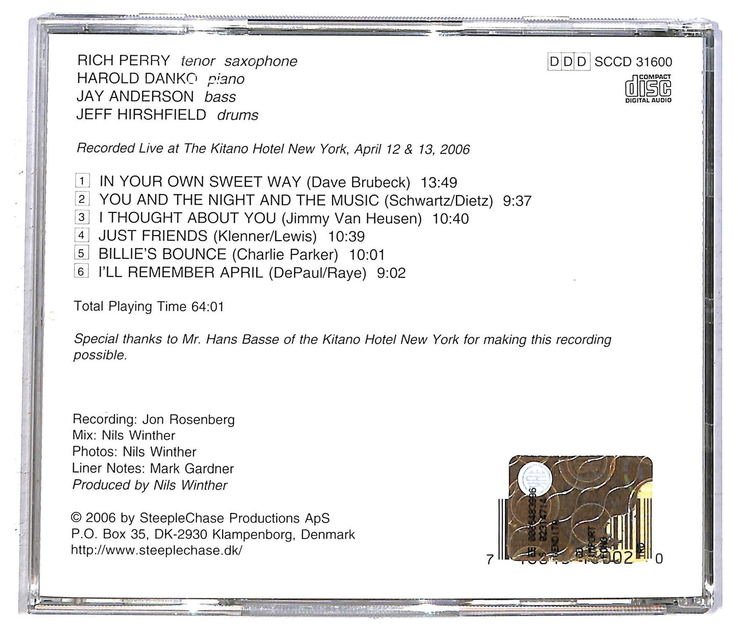 EBOND Rich Perry - At The Kitano 1 CD CD093728