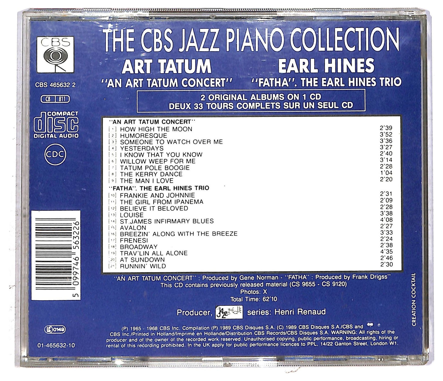 EBOND Art Tatum Earl Hines - An Art Tatum Concert Fatha The Earl Hines Trio CD CD093824